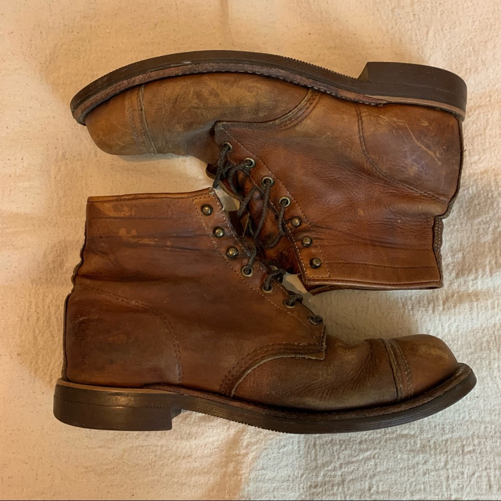 Chippewa for J. Crew cap toe boots in brown, size 10.5D